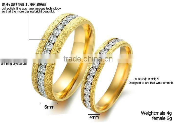 KSTONE Latest Designs Gold Shiny Couple Ring, Gold Crystal Ring For Couples