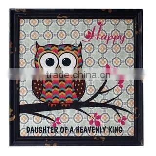 Burlap Wall Art Decoration Black Wood Frame Printing