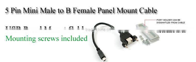 USB B Female Panel Mount Cable to 5 Pin Mini USB Cable