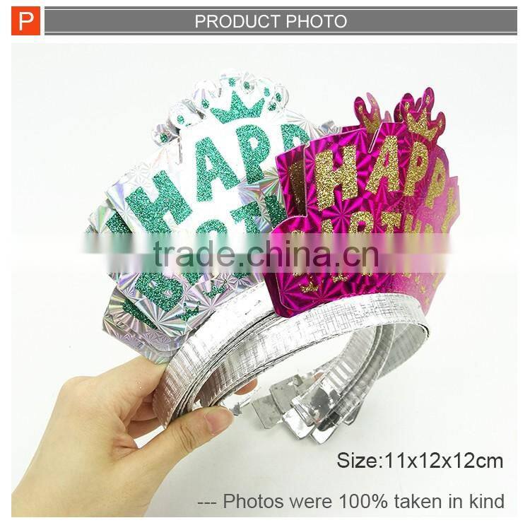 Happy birthday party toys girl headband crown 12pcs