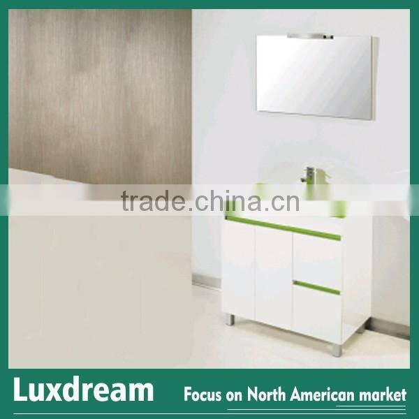 Colorful glass basin MDF cabinet commercial bathroom vanity