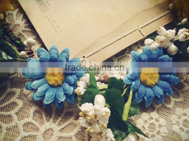 Handmade Artificial Silk Fabric Wedding Head Wreath Purple Rose Flower Wreath