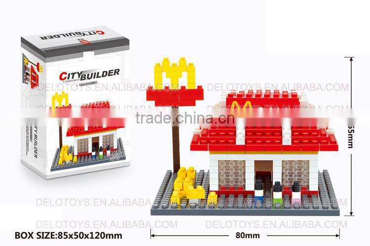 alibaba gold supplier plastic building blocks loz diamond bricks fast-food restaurant Burger shop DE0260110