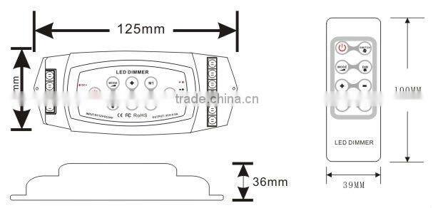 DC5V-24V 8A*3Channel Single color led dimmer touch remote control