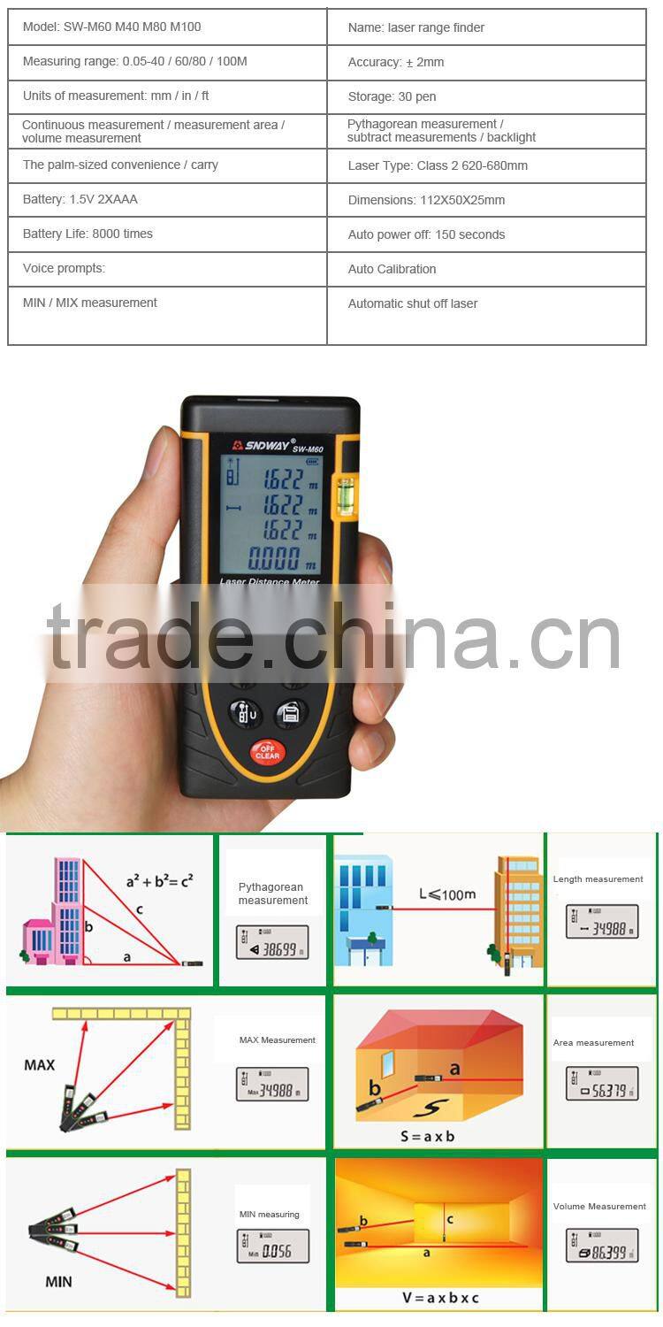 Automatic Calibration Laser Rangefinder 40m Mini Digital Laser Distance Meter