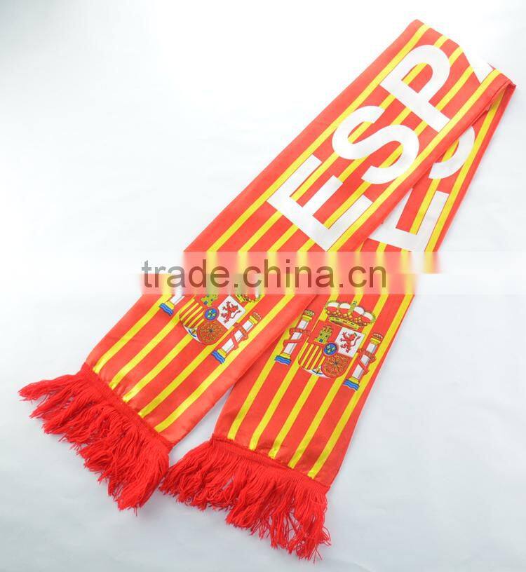 2015 printed fan scarf polyester football scarf