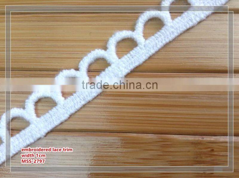 fashion 1cm width water soluble embroidered lace trimming