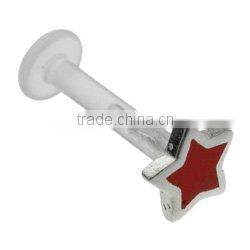 Acrylic star push in labret monroe body piercing jewelry