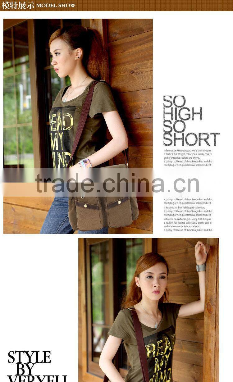 Single Shoulder Casual Messenger Bags Men Canvas Leather Shoulder Bag