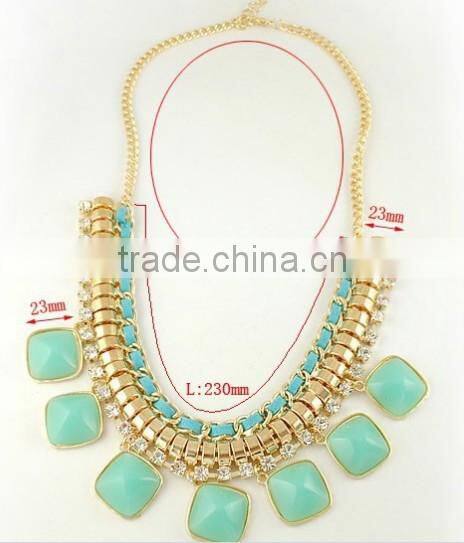 Beautiful green Coral and Mint Statement Necklace on Chunky Gold Chain