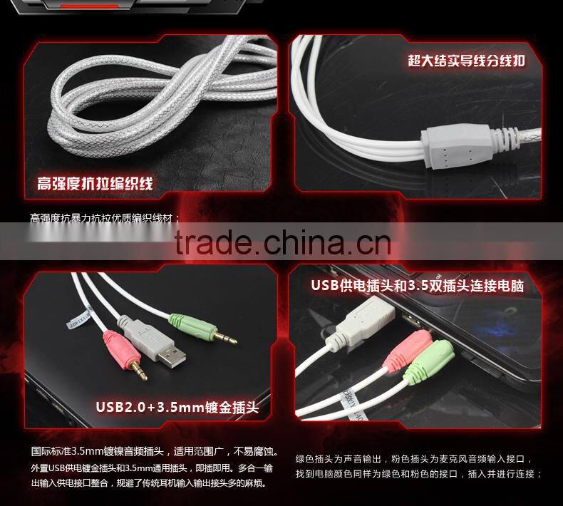long wire stereo illuminated computer headphone,headset