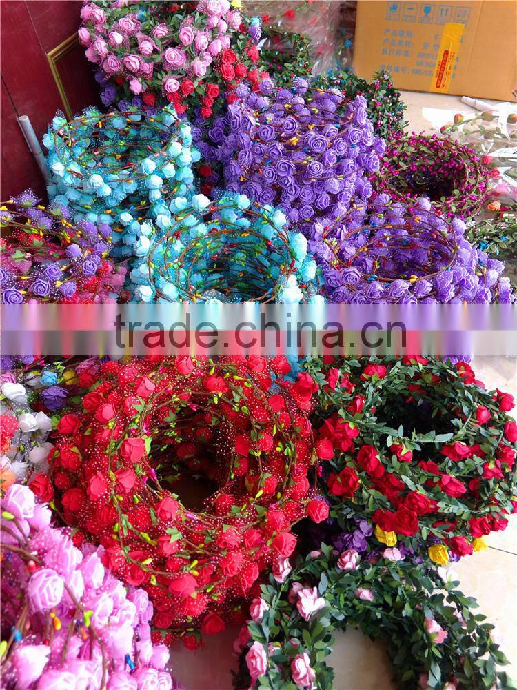 Fashion chrysanthemum hairband ,bohemian style flower tiara/crown wedding headband for bridal