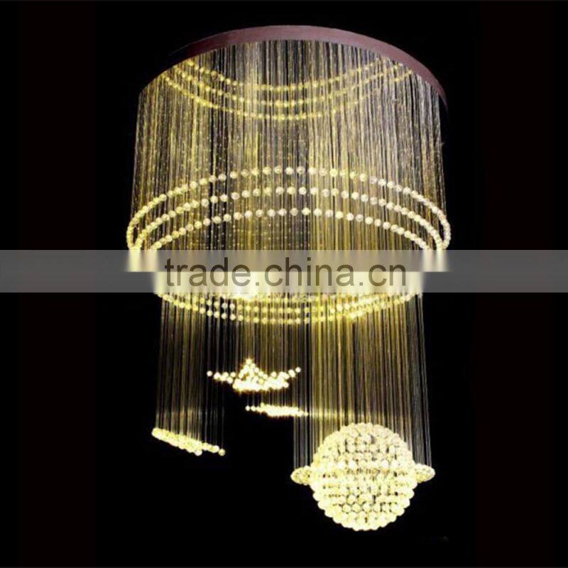 Optical fiber silk glass beads for chandelier , fiber optic Stainless steel pendant lamp