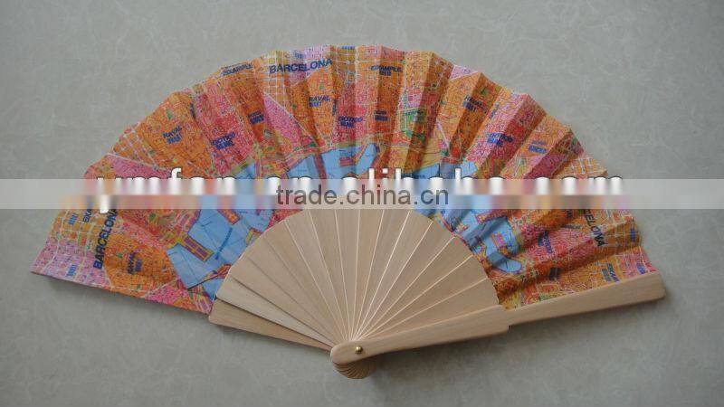 gold color printed advertising wooden spanish fan