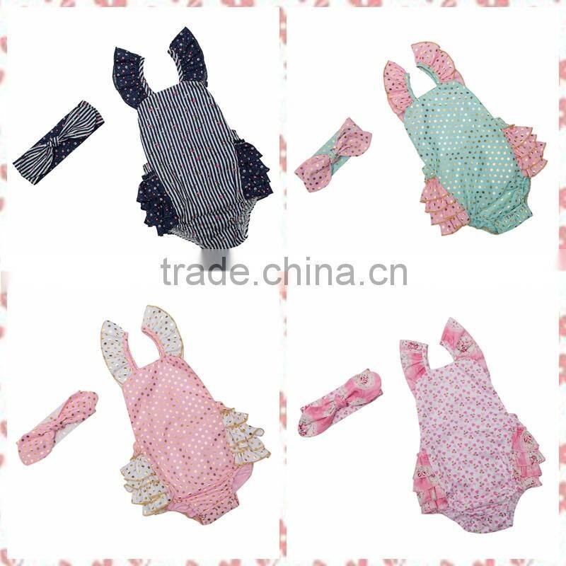 Wholesale children's boutique clothing Factory Directly Floral Pattern baby clothes seaside bella romper-Adjustable