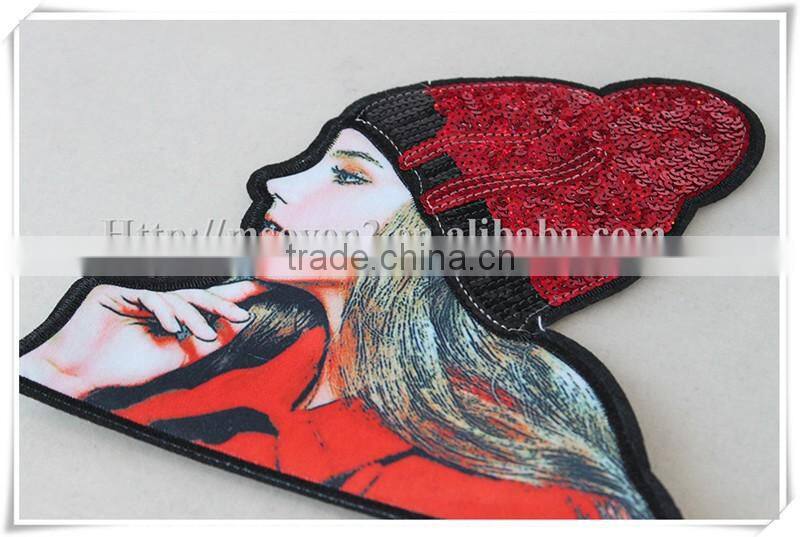 Latest Customized girls head design personalized embroidery patches