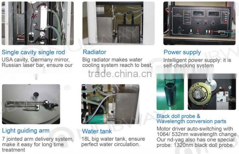 Wavelength 1064nm 532 nm Q switch nd yag laser pulsed dye laser for tattoo removal vascular and skin rejuvenation