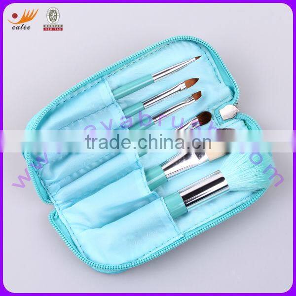 6pcs Nice Blue Zip Pouch Mini Cosmetic Brush Kit