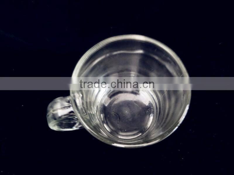 300ml glass cup/clear glass beverage empty cup with handle