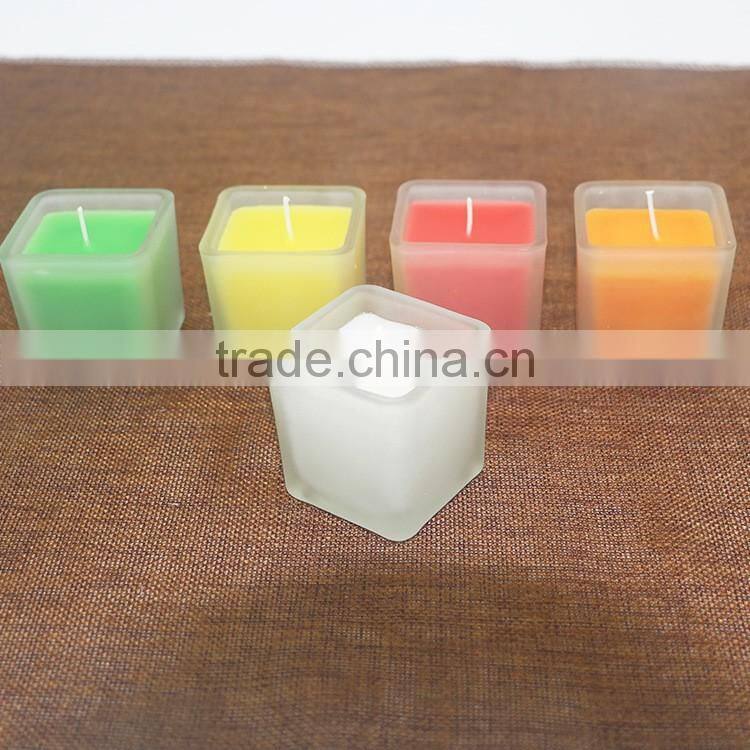 Square glass candles,colorful candles