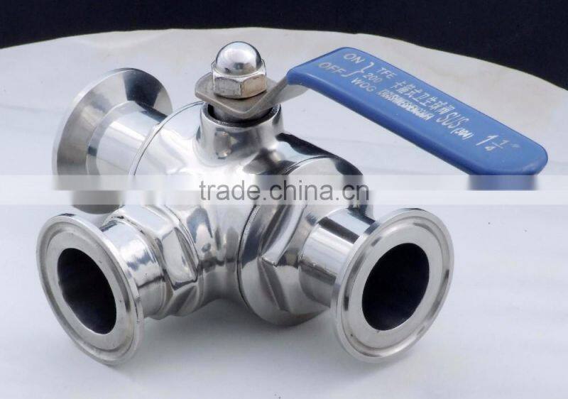 stainless steel clamped three ways ball valve