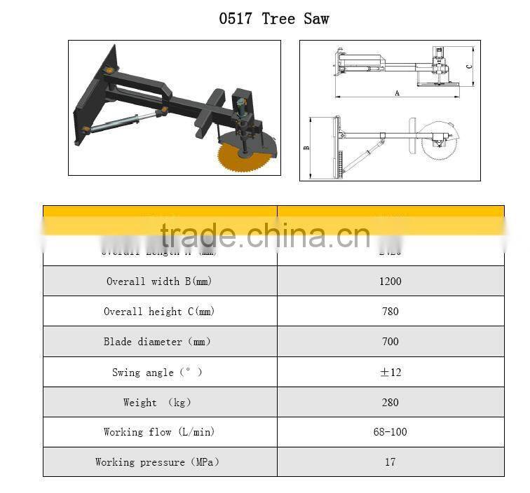 0517 series bobcat tree cutter saw attachment