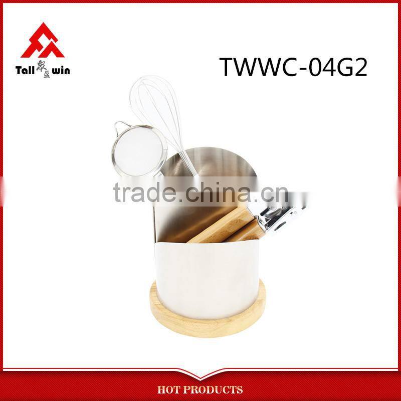 Stainless Steel Fine Double Mesh Wooden Handle Strainer