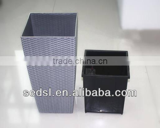 rattan flowerpot,square flower pots,graceful plastic garden planters