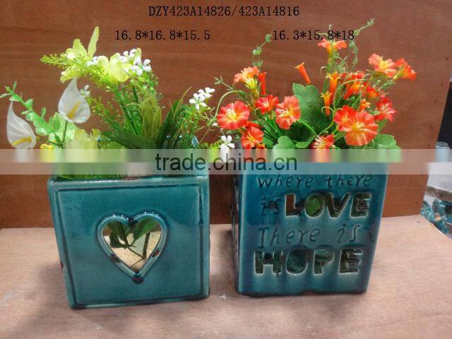 Fancy square vase ceramic flower vase