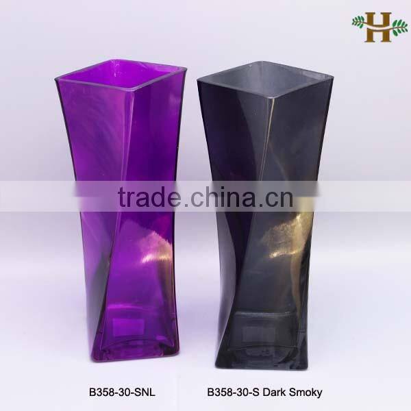 Mouth Blown Square Decorative Fiber Glass Flower Vase
