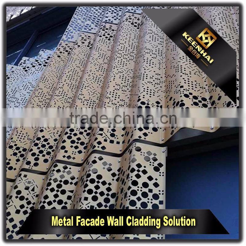 Outdoor Aluminium Perforated Corrugated Metal Panels for Curtain Wall