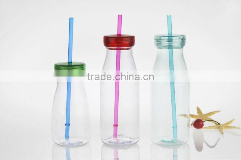 350ml plastic water bottle with straw milk bottle design