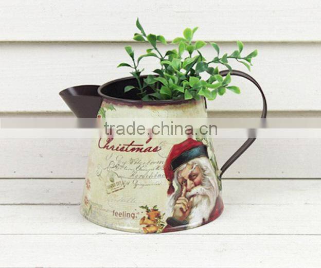 2014 autumn new design christmas metal watering can garden pot