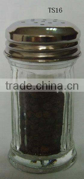 2016 cheap mini clear cylinder glass pepper shaker jar with metal lid