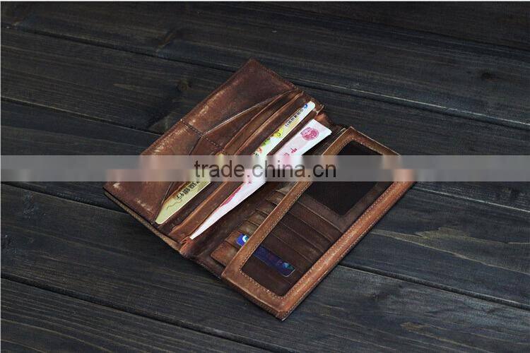 retro style magic cowskin leather men wallet for travel