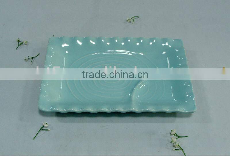 orange color Xmas ceramic square divided plate