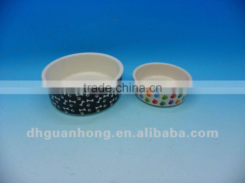 5inch dolomite ceramic dog bowl with bone printing