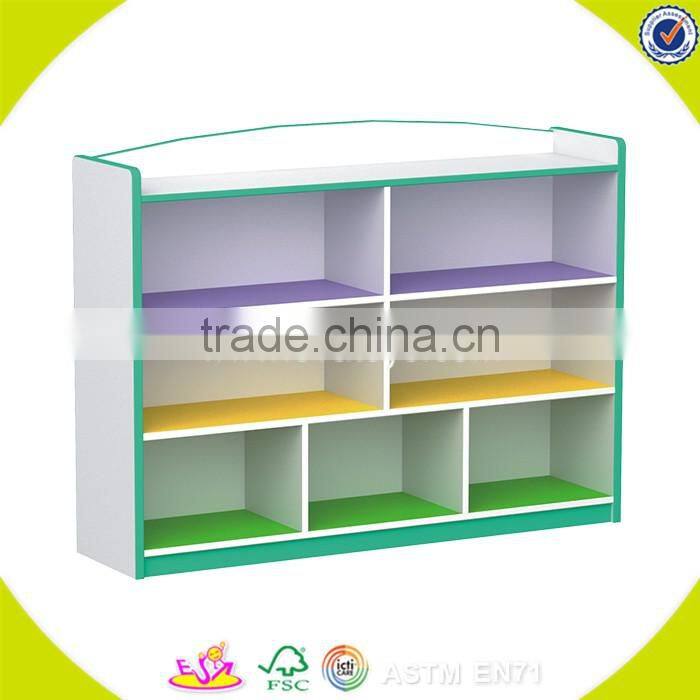 Wholesale customized wooden kids shelf , elegant and simple style wooden storage shelf toy for kids W08C212