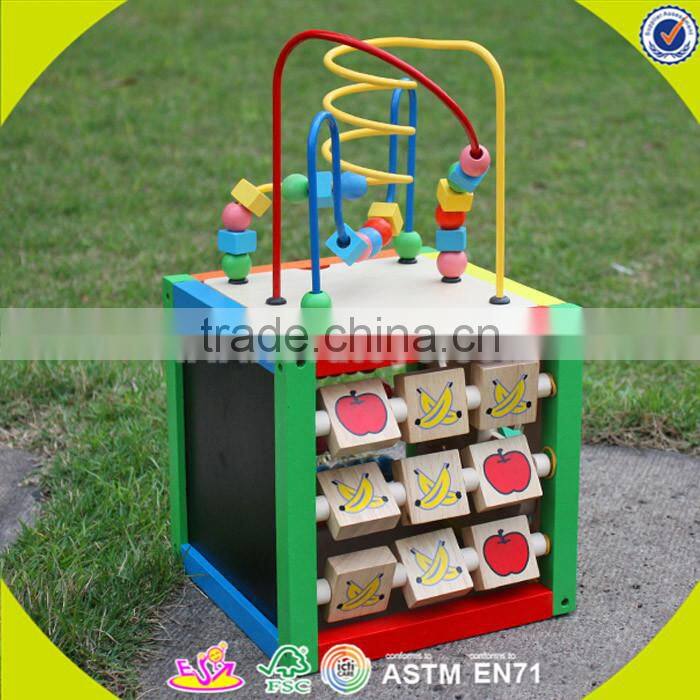wholesale baby wooden cube beads toy, high quality kids wooden cube beads toy, hottest wooden cube beads toy W11B058