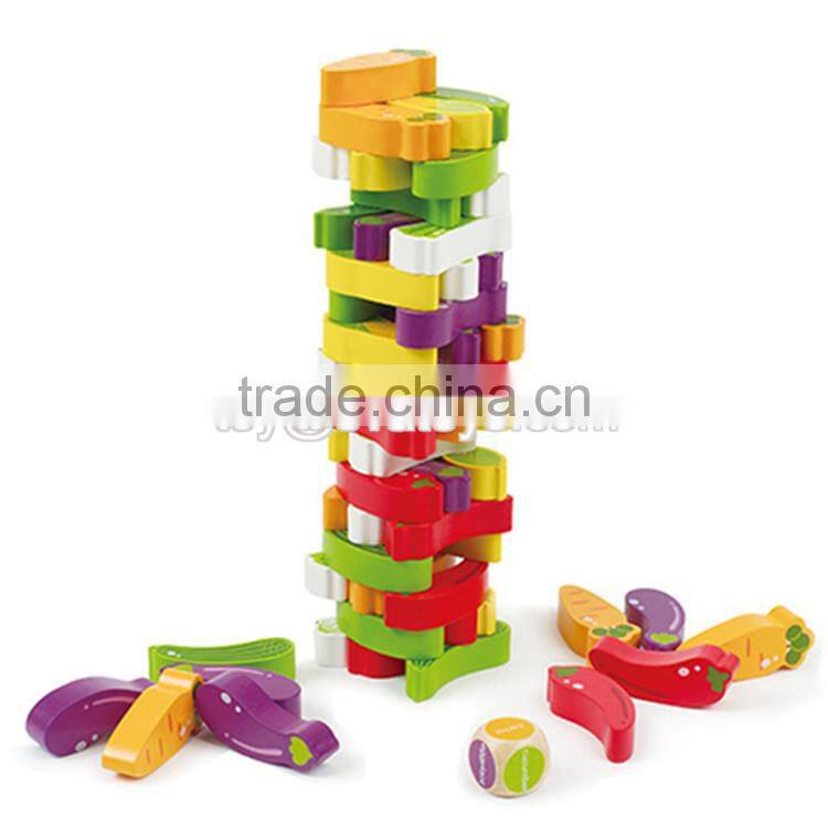 Customize educational shape building wooden children stacking blocks W13D026