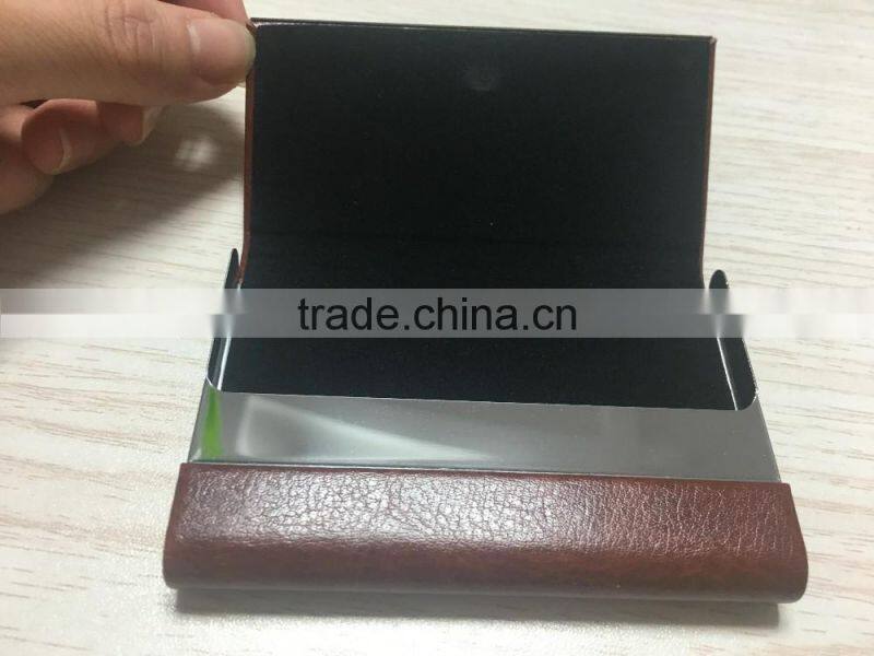PU leather&Metal name cards holder credit cards holder stainless steel material card holder