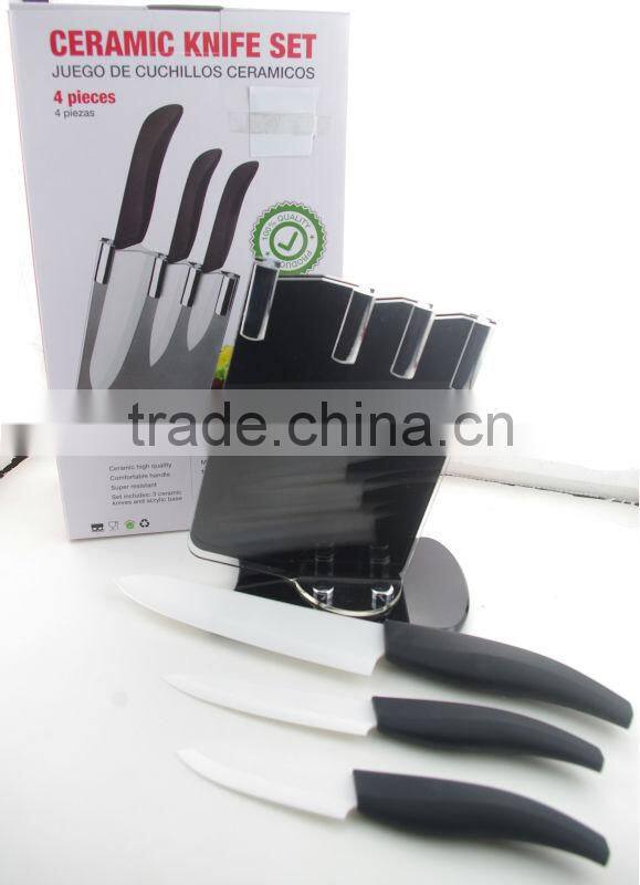 4pcs ceramic knife set with acrylic block