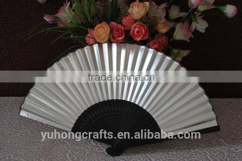 Japanese Gold and silver color bamboo paper fan promotionally