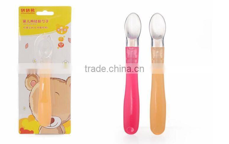 Factory sale BPA free newborn baby spoon silicone baby spoon