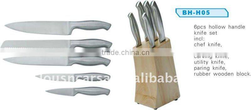 6pcs stainless steel kitchen knife set with block, stainless steel cutlery sets