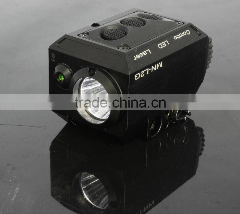 New compact square tactical green laser sight and strobe 200 lumen CREE Q5 LED light combo (FDA certified)