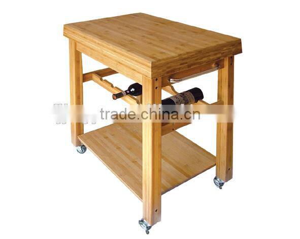 bamboo dining cart with four movable feet