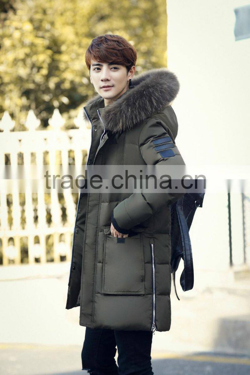 Custom warm fur-collar slim fit casual jacket unisex parka cotton padded winter jacket