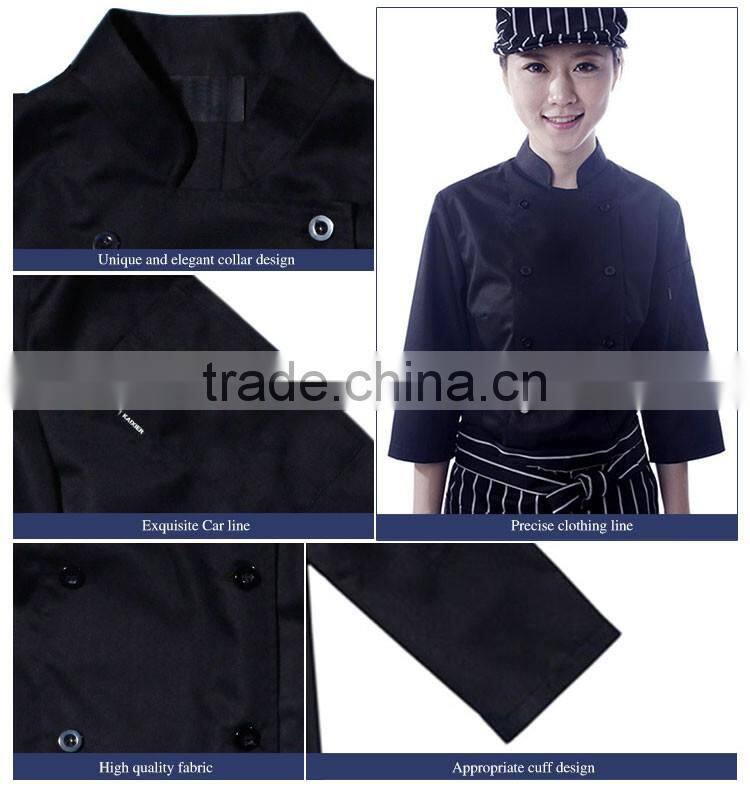 Custom 65% Cotton 35% Polyester Black Chef Uniform