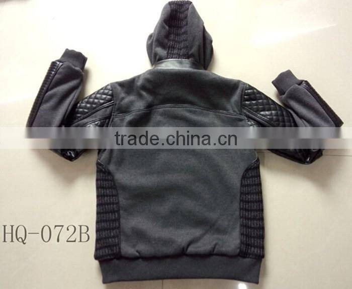 hot stock man hoody quilted jacket faux leather jacket men